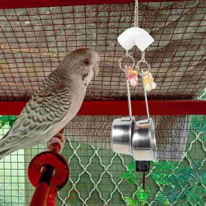 앵무새 씹는 애완 동물 DIY 물고 걸이식 스틸 스푼 용품 닭산란통