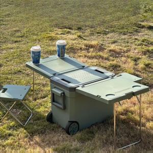 접이식 캠핑 테이블 의자 세트 아이스 박스 겸용 캐리어 휴대용 야외 경량 식탁 일체형 탁자