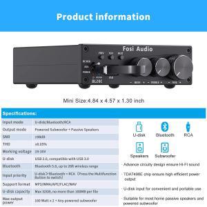 블루투스미니앰프 Fosi오디오 BL20C 32V 전원 공급 장치 포함 블루투스 5.0 2.1 HiFi 오디오 수신기 앰프
