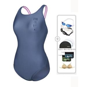 [레노마수영복](하남점)여성 배색 X백 원피스 수영복 다크그레이5종세트 RN-LF2C802-DGSET