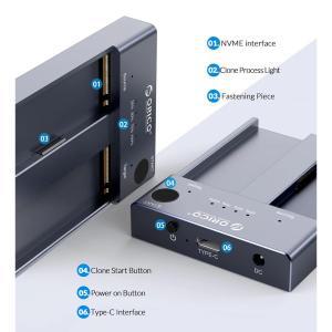 ORICO M.2 NVMe SSD 인클로저 오프라인 클론 10Gbps USB C Gen2 외장 케이스 하드 드라이브 디스크 듀얼 베