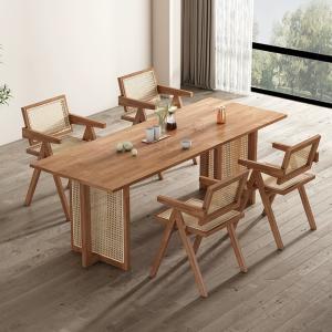 라탄 다이닝 테이블 세트 의자 4인용 가정용 카페 식탁 6인용 식당 북유럽