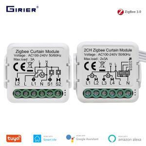 GIRIER-Tuya ZigBee 3.0 스마트 커튼 스위치 모듈, 롤러 블라인드 셔터 전기 모터 1/2 갱 작동 알렉사 구글