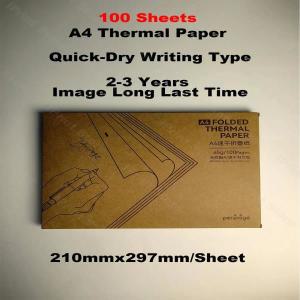 PeriPage 미니 빠른 건조 쓰기 유형 A4 프린터, 2-3 년 보관 접이식 감열지 100 시트, Papel Termico