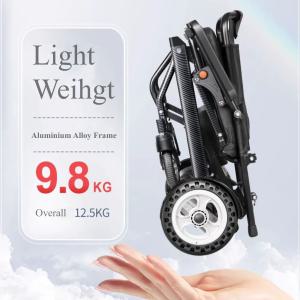 9.8kg 장애인 여성을 위한 초경량 접이식 전동 휠체어 휴대용 전기 휠체어