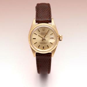 [로지워치]  데이저스트 26 여자 금 시계 6917 빈티지 1981년 미사용 골드 다이얼 가죽스트랩