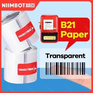택배 송장 프린터 라벨기 Niimbot B21 B1 라벨 인쇄 용지 투명 이름 스티커 B203 메이커용 방수 자체 접착