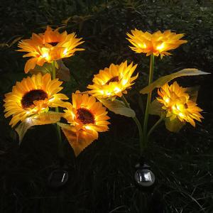 태양광 LED꽃 해바라기 3송이  태양열꽃 조화 정원등