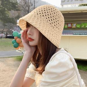 [아리샵]보헤미안 봄 여름 니트짜임 크로셰 뜨개 썸머 라탄 벙거지 버킷햇 모자