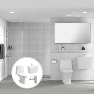 대림바스 매트까라라 거실욕실(슬라이딩장) + 안방욕실 부분(양변기/세면기/수전)
