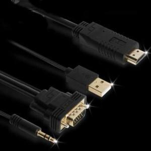 [신세계몰]VGA to HDMI 케이블 3M 3.5mm 음성 지원 TV 모니터연결
