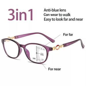 안경테 FG 프로그레시브 다초점 독서 안경 여성용 블루 방지 안경 원거리 및 근거리 보기