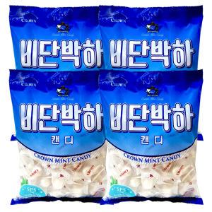 크라운 비단 박하캔디 140g X 4봉 후식사탕 대용량