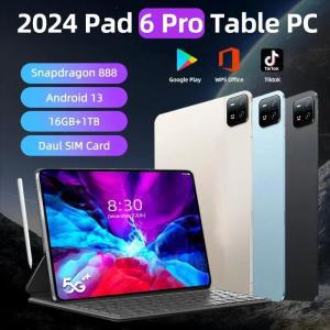 2024 글로벌 버전 오리지널 태블릿 PC, 안드로이드 13 패드 6 프로, 스냅드래곤 888 RAM 16GB + ROM, 1TB 5