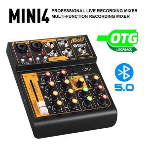 Debra Mini4 오디오 믹서 인터페이스 DJ 콘솔 OTG 금속 블루투스 5.0 리버브 48V 사운드 카드 라이브 방송