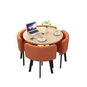 원형 4인용 원목 거실 확장형 카페 북유럽 라운드 다이닝 테이블 의자 세트 티 커피 숍 작은 식탁