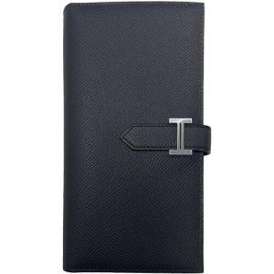 [에르메스][명품] H039785CK76 베안 장지갑 앱송 팔라듐 하드웨어 블루 인디고