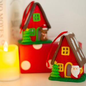 레써니 귀여운 크리스마스 미니 하우스 LED 오너먼트 장식 트리장식 스노우 미니어처_MC