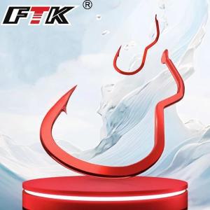 FTK 라이 디자 빨간색 낚시 후크 자동 플립 라 잉 더블 프 가시