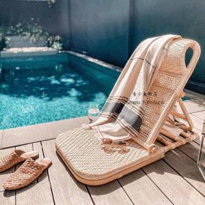 라탄 썬베드 수영장 의자 접이식 루프탑 비치 선베드 테라스 일광욕 리조트 호텔