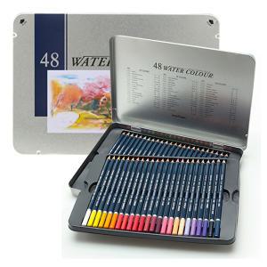 문화연필 수채화 색연필 48색 틴케이스 수채 워터칼라 드로잉