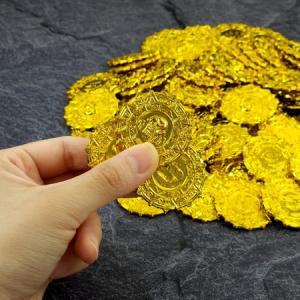 (100P) 보물상자 골드 화폐 피규어 모형 보석 금코인 보물섬 소품 금화 해적선 보물_MC