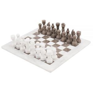 Radicaln 마블 체스 세트 38.1cm15인치 화이트 그레이 해양 수제 보드 게임 1개 피스 32개 대리석 성인용 2