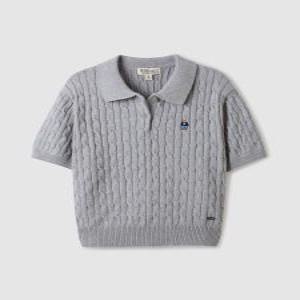 [후아유 (패플)][후아유]Steve Collar Cable Short Sleeve Sweater WHKAE2411F