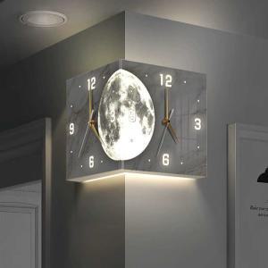 코너 벽시계 달 무드등 인테리어 양면 시계 장식 거실