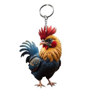 창의적인 동물 닭 수탉 시리즈 펜던트 아크릴 키체인, 크리스마스 트리 장식, 자동차 열쇠 고리, 콕 키홀더