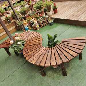 방부목 야외 벤치 원목 의자 원형 반원 공원 정원