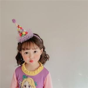 예쁜 생일 파티 고깔 모자 투명 폼폼이 레이스 이벤트 용품 헤어밴드 머리띠 아동 유아동 3220