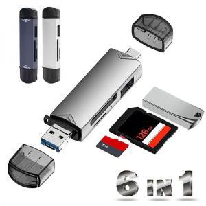 아이폰sd카드리더기 다기능 금속 TF/SD 카드 어댑터 6in 1 리더 USB 3.0 C 타입 마이크로 메모리 휴대폰 노