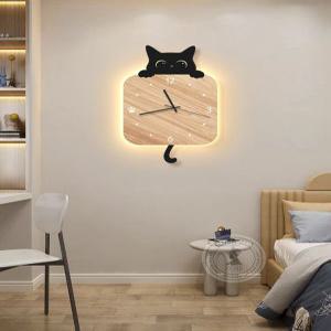 고양이 벽시계 시계 간접조명 침실 간접등 우드 북유럽  집들이 선물 거실 귀여운 벽걸이
