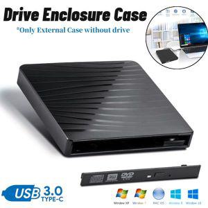 광학 드라이브 인클로저 케이스 USB 3.0/C 타입 외장 DVD/CD-ROM 노트북 넷북 하드 디스크 플레이어용