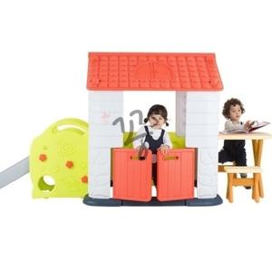 꽁S샵 에듀플레이하우스4 코랄 (놀이집+미끄럼틀+테이블과의자세트) 아기놀이집 놀이하우스