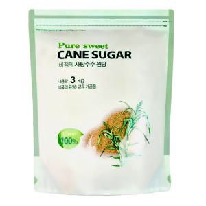 퓨어스윗 비정제 사탕수수 원당 3kgx1팩/원당 사탕수수당100% 갈색설탕