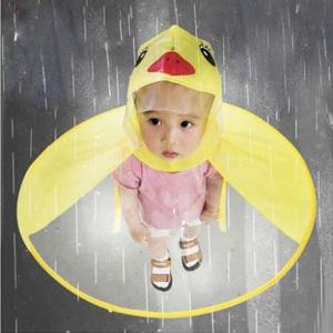 오리 우비 모자 아동 어린이 우산