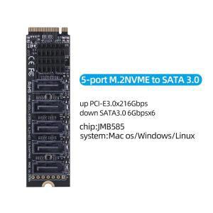NVME NGFF to SATA SSD 어댑터 카드용 M2 MKEY PCIE 확장 3.0 라이저 5/6 포트 6Gbps 컨버터