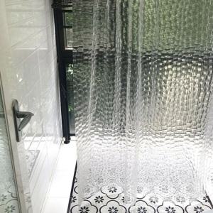[유니킨] 안티곰팡이 3d 투명 욕실 샤워커튼 워터큐브(P) W120xH180