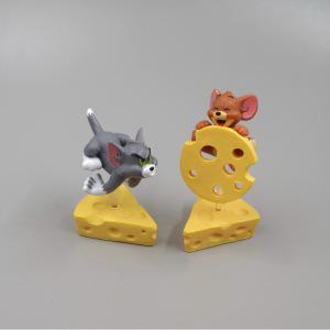 귀여운 톰과 제리 치즈 장식 PVC 액션 피규어 고양이와 마우스 모델 자동차 케이크 수집용 취미 장난감 4