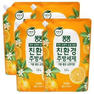 LG생활건강 퐁퐁 친환경 오렌지 주방세제 리필 1.2L 4개