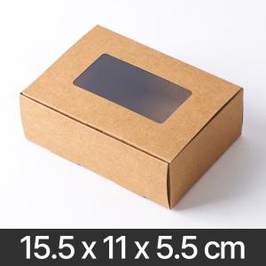 직사각 투명창 선물상자 크라프트 크래프트 작은 답례품 포장 종이 조립식 비누 쿠키 낱장 15.5x11x5.5