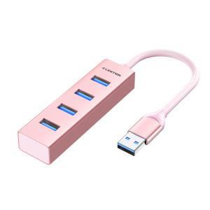 Lention 핑크 USB 3.0 허브 분배기, 고속 멀티포트 슬림 USB A 허브 어댑터, USB 3.0 케이블, 휴대용 USB