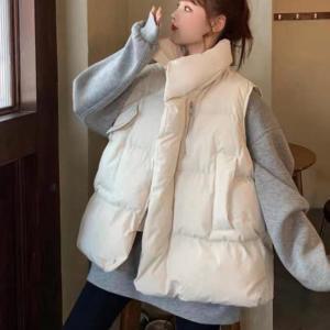 [OFK05N34]여성 겨울 패션 오버핏 스타일 패딩 조끼