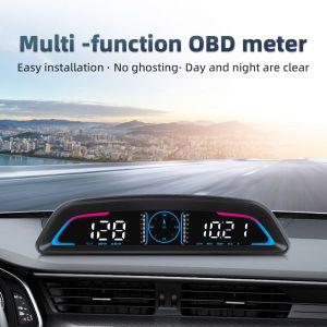 G3 / B3 헤드 업 디스플레이 OBD2 GPS 스마트 자동차 HUD 디지털 속도계 보안 경보 RPM 수온 타코미터 시계