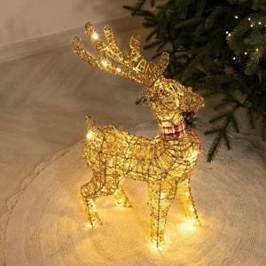 [1300k][플라워트리] LED 글리터 사슴 로즈골드 70cm 24V 크리스마스 장식