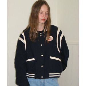 썸웨어버터 SOMEWHEREBUTTER childhood varsity jacket - navy