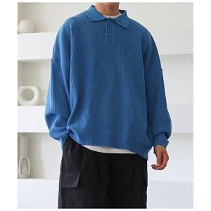 [리빌모아]남녀커플 봄스웨터 카라티 티셔츠 맨투맨 블루종 자켓 코트 남자 니트티DS-KN-Q012-블루