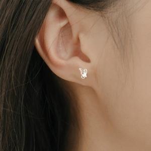 [다잇템] 여자 무광 미니멈 버터플라이 세미 피어싱 귀걸이